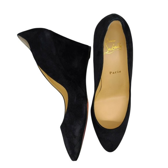 Louboutin Tanja Black Suede Wedges BNIB Size 39.5 - Picture 1 of 7